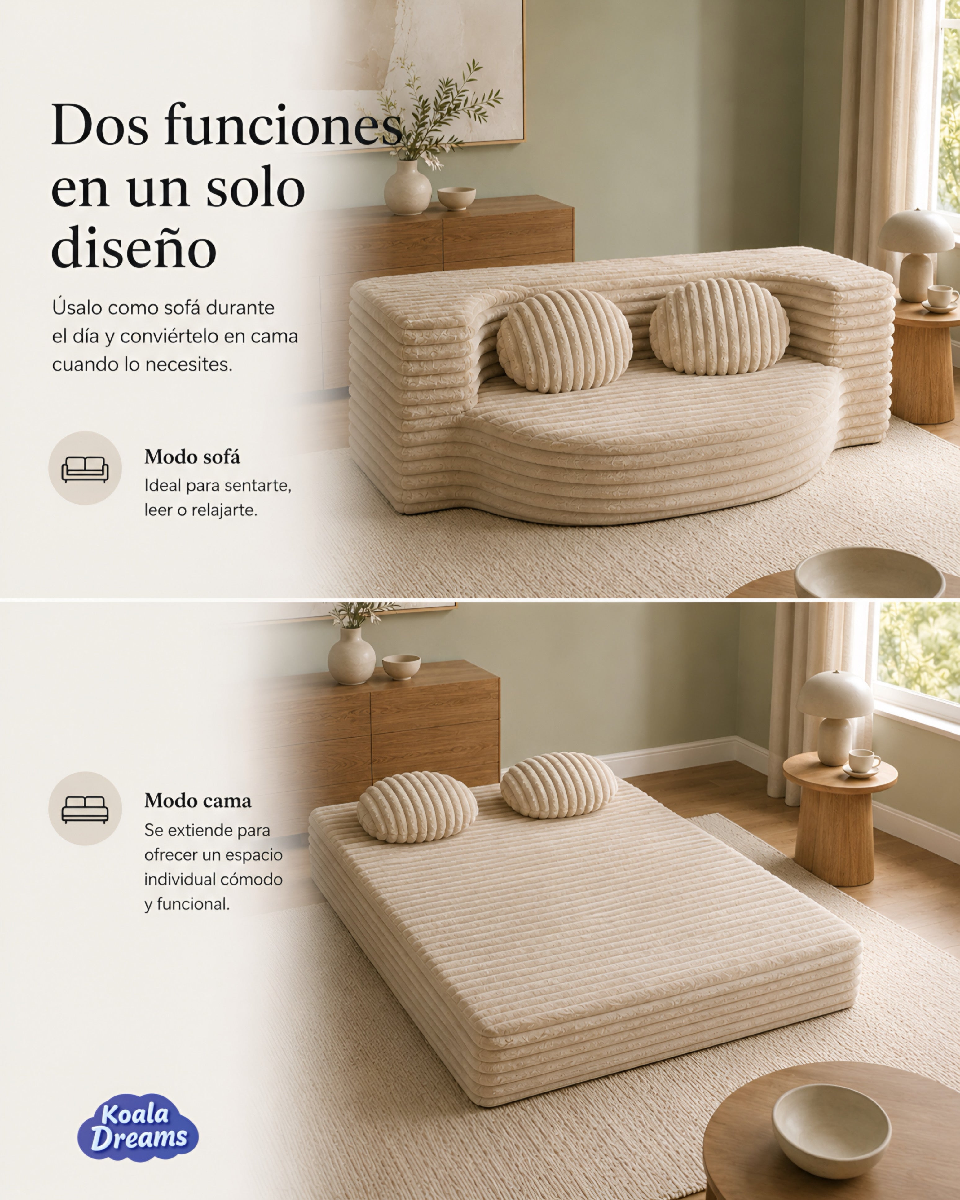 Sofá Cama Aura Individual Beige