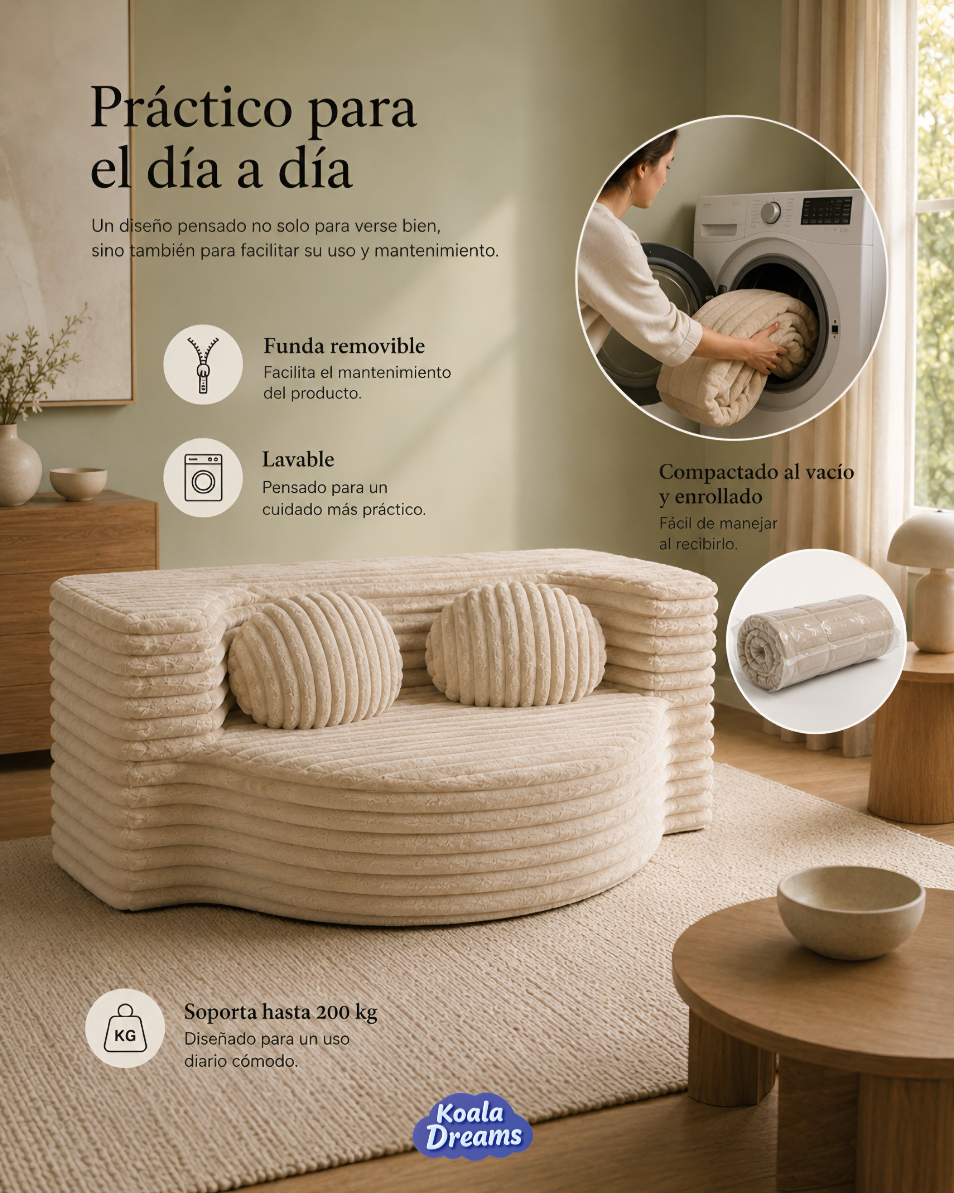 Sofá Cama Aura Individual Beige