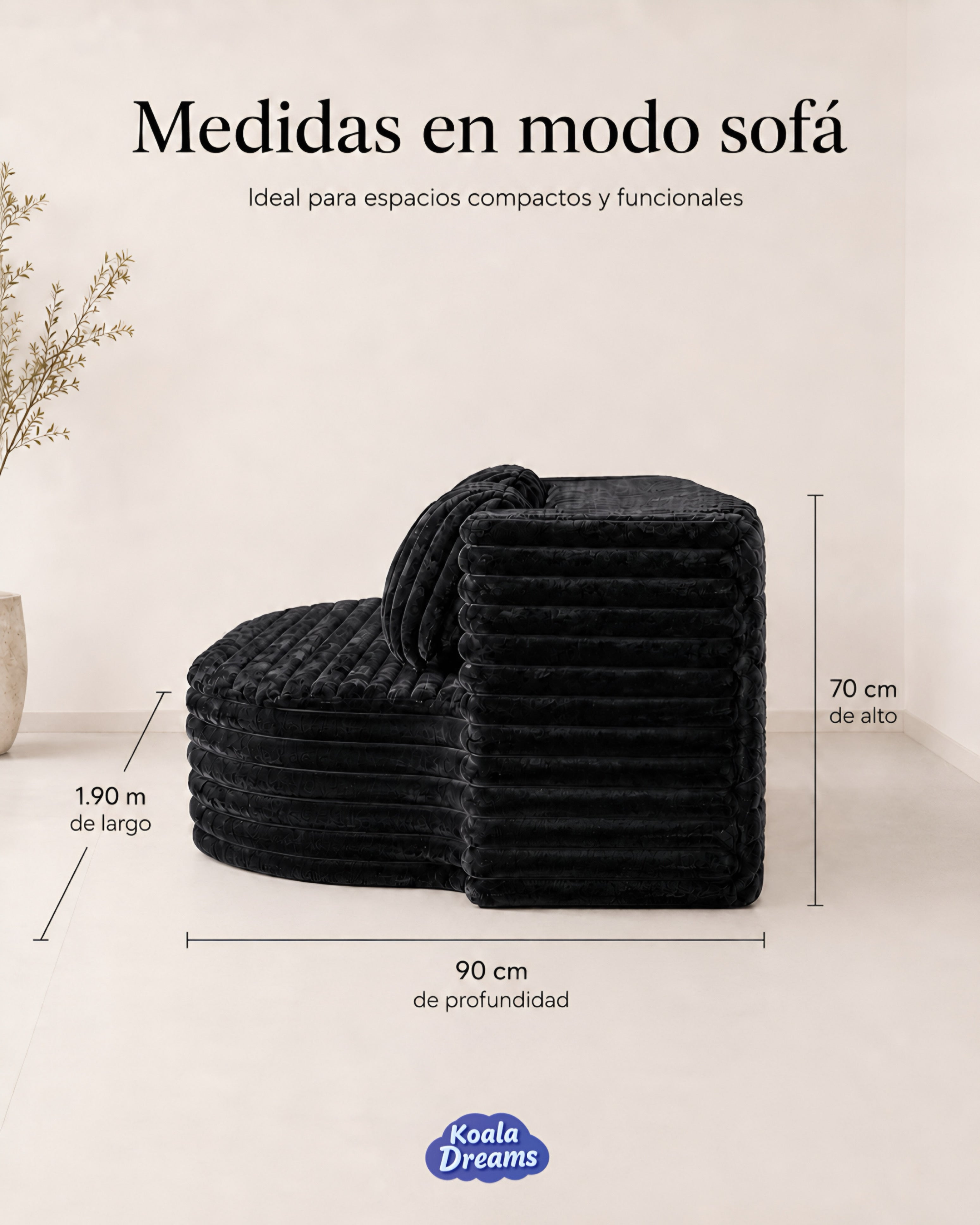 Sofá Cama Aura Individual Negro
