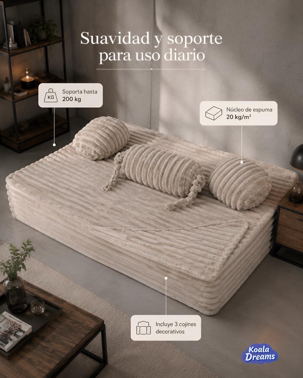 Sofá Cama Aura Matrimonial Beige