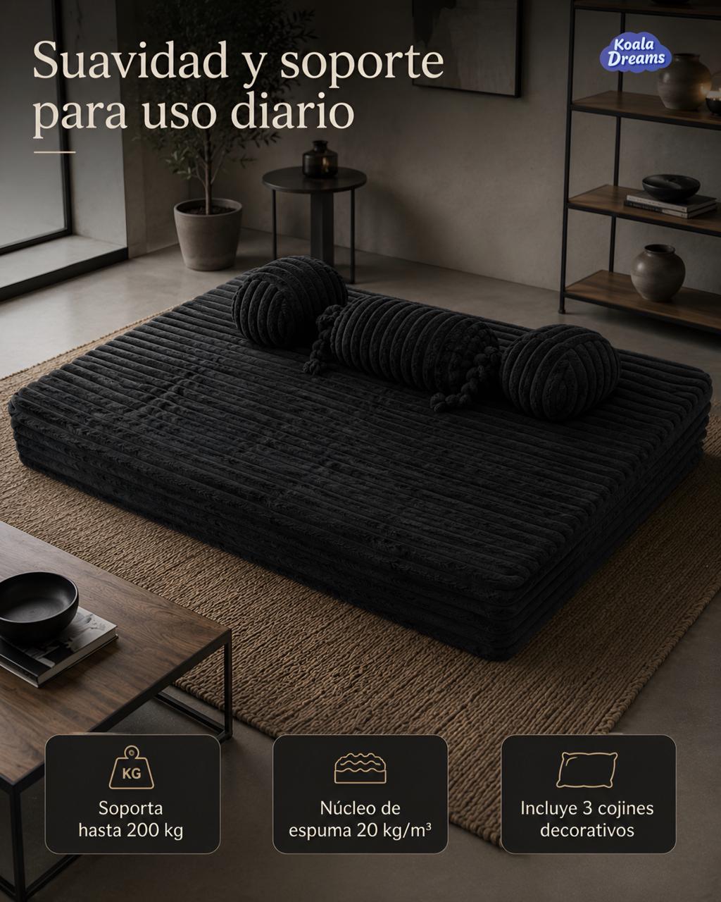 Sofá Cama Aura Matrimonial Negro
