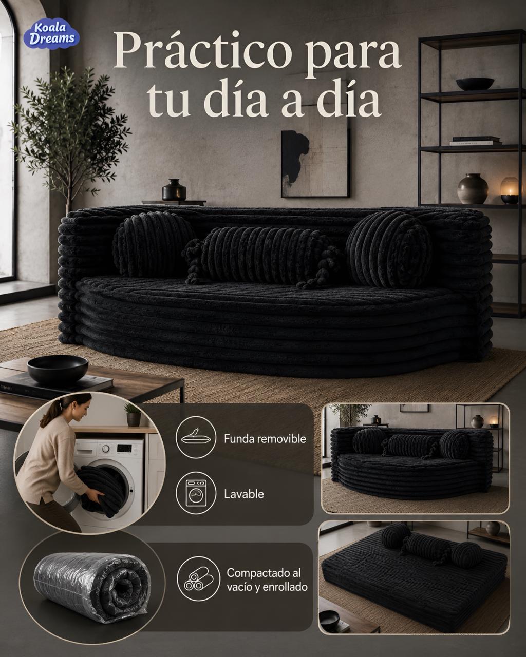Sofá Cama Aura Matrimonial Negro